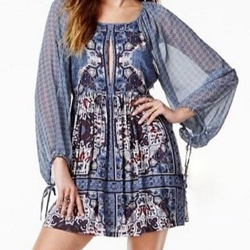 Free People Oksana Marine Blue Mini Dress